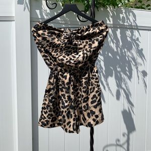 Leopard strapless romper